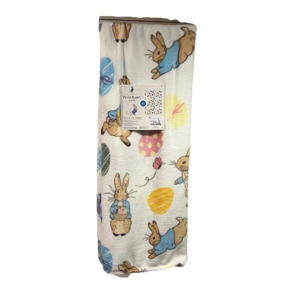 Beatrix Potter Peter Rabbit Easter Plush Throw Blanket 50" x 70" Eggs Delivery - Picture 1 of 4